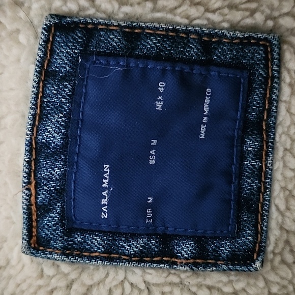 Zara Man Faux Sherpa Denim Trucker Jacket - Picture 5 of 7